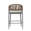 Outdoor 26" Counter Height Metal Frame Counter Stools With Scallop Shaped Backrest & Water Resistant Cushions by HouseOfZazla