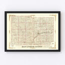 Vintage Map of Licking County, Ohio 1854