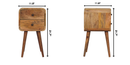 Solid Wood Mini Curved Nightstand, 2-Drawers, Oak-ish