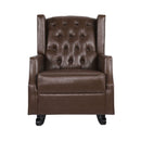Amedou - Contemporary Tufted Wingback Rocking Chair - Dark Brown