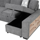 U-Shaped Sectional Sofa Pull-Out Sofa Bed With Two USB Ports, A Storage Chaise Lounge And Four Back Pillows For Living Room by HouseOfZazla