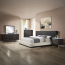 Clayten - Eastern King Bed - Beige Linen & Espresso by Unique Piece Furniture