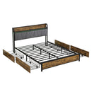 Modern Bed Frame With LED Lights, Upholstered Headboard, USB Charging by Unique Piece Furniture