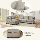Upholstered U-Shaped Sectional Sofa With Movable Ottoman And Side Storage Pockets by Unique Piece Furniture