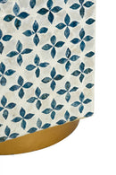 15x13x18.5" Hexagonal Accent Table with Blue Capiz Design and Gold Base by HouseOfZazla