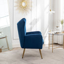 Sovarol - Velvet Button-Tufted Wing Back Accent Chair - Blue by HouseOfZazla