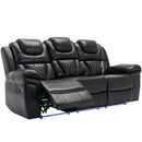 Home Theater Seating Manual Recliner Chair With Center Console And Led Light Strip For Living Room by HouseOfZazla