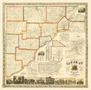 Vintage Map of Lucas County, Ohio 1861