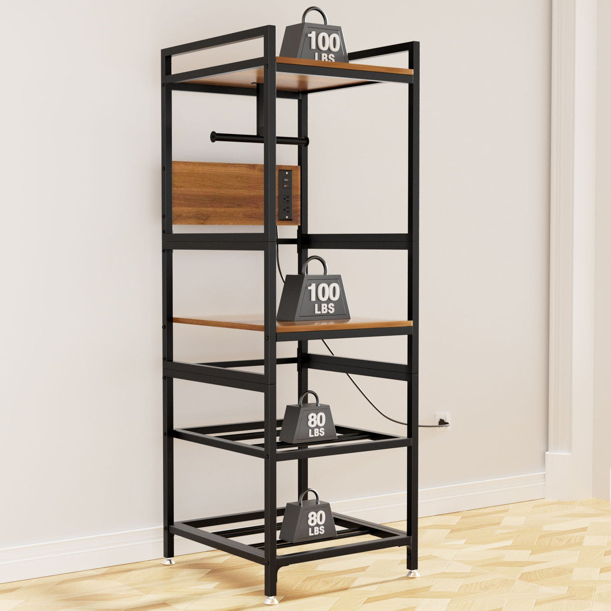3D Printer Stand With Filament Storage, T-Type Holder, Built In Power Panelб Open Frame Printer Workstation - Black, photo 7 of 10