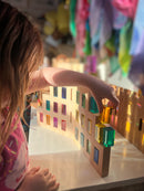 2-Piece Wooden Skyline Window Building Set – City Silhouette Blocks (Set Only)