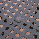 Tranquilius - Outdoor Round Dining Table With Lattice Tabletop, Umbrella Hole And Curved Legs