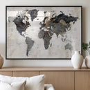 Abstract Map Printing - Modern World Map Canvas Wall Art for