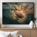 Ocean Wave Sunset Canvas Wall Art – Triptych Seascape Print