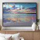Tranquil Pastel Sunset Beach Triptych Canvas Art, Soothing