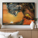 Surf Wave Sunset Canvas Wall Art Print, 3-Panel Ocean