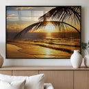 Golden Tropical Beach Sunset Canvas Triptych, Coastal Palm by MyGreatCanvas | Canvas Wall Art Prints | Photo Prints & Wall Decor
