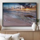 Sea Ocean Sunset Beach Wall Art Canvas Print