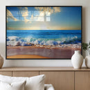 Tropical Beach Sunset Canvas Art, Ocean Waves and Sandy
