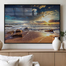Golden Hour Beach Sunset Canvas Triptych, Ocean Waves and by MyGreatCanvas | Canvas Wall Art Prints | Photo Prints & Wall Decor