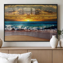Ocean Sunrise Over Golden Beach Waves, Giclee Canvas Wall
