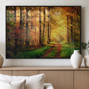 Sunlight Through Trees Wall Art Canvas Print - Autumn Forest