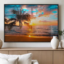 Palm Tree Sunset On The Beach Wall Art Canvas, Framed Palm by MyGreatCanvas | Canvas Wall Art Prints | Photo Prints & Wall Decor