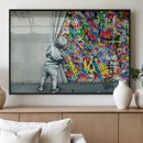 Banksy Colorful Street Graffiti Canvas Wall Art Print, by MyGreatCanvas | Canvas Wall Art Prints | Photo Prints & Wall Decor