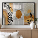 Modern Boho Sun and Leaf Abstract Art – 3-Panel Giclée