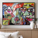 Picasso Style Art Abstract Canvas Wall Art Print , Colorful