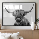 Grayscale Scottish Highland Cow Cattle Art Print Farmhouse by MyGreatCanvas | Canvas Wall Art Prints | Photo Prints & Wall Decor