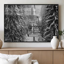 Winter Ski Lift Black and White Canvas Wall Art – Alpine