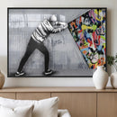 Banksy Art Behind the Curtain Street Wall Art Canvas Print |