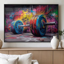 Abstract Graffiti Barbell Canvas Wall Art – Urban Fitness