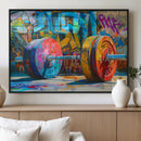 Fitness Gym Barbell Graffiti Wall Art Canvas Print