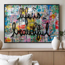 Life Beautiful Art Print - Banksy Graffiti Wall Art Canvas by MyGreatCanvas | Canvas Wall Art Prints | Photo Prints & Wall Decor