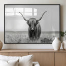 Highland Cow Canvas Wall Art – Majestic Beauty in Black and