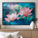 Pink Lotus Flower Canvas Wall Art | Vibrant Floral Wall