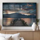 Mountain Lake Wood Pier Canvas Wall Art Nature Lake Print