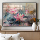Lotus Flower Wall Art | 3-Panel Giclee Canvas Print of Pink
