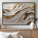Gold and White Abstract Wave Canvas – Elegant Flowing Design by MyGreatCanvas | Canvas Wall Art Prints | Photo Prints & Wall Decor