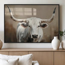 White Longhorn Bull Wall Art Canvas Print – Framed and Ready by MyGreatCanvas | Canvas Wall Art Prints | Photo Prints & Wall Decor