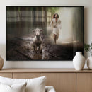 Jesus Canvas Wall Art - Jesus Running After Lost Lamb,