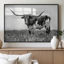 Texas Black White Highland Longhorn Cow Wall Art Canvas by MyGreatCanvas | Canvas Wall Art Prints | Photo Prints & Wall Decor