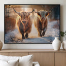 Scottish Highland Cow Horn Farm Wall Art Canvas Print