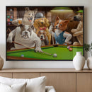 Dogs Playing Pool Canvas Wall Art Funny Gifts Dog Print