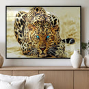Blue-Eyed Leopard Canvas Wall Art - Framed Animal Print