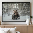 Grizzly Bear Wall Art – Framed Snowy Forest Canvas Artwork, by MyGreatCanvas | Canvas Wall Art Prints | Photo Prints & Wall Decor