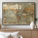 Push Pin World Map Canvas Print – Travel Tracker Wall Art