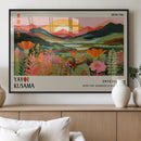 Framed Yayoi Kusama Print, Vibrant Floral Mountain Art