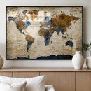 World Map Wall Art – Antique Style Blue and Brown Map Canvas by MyGreatCanvas | Canvas Wall Art Prints | Photo Prints & Wall Decor